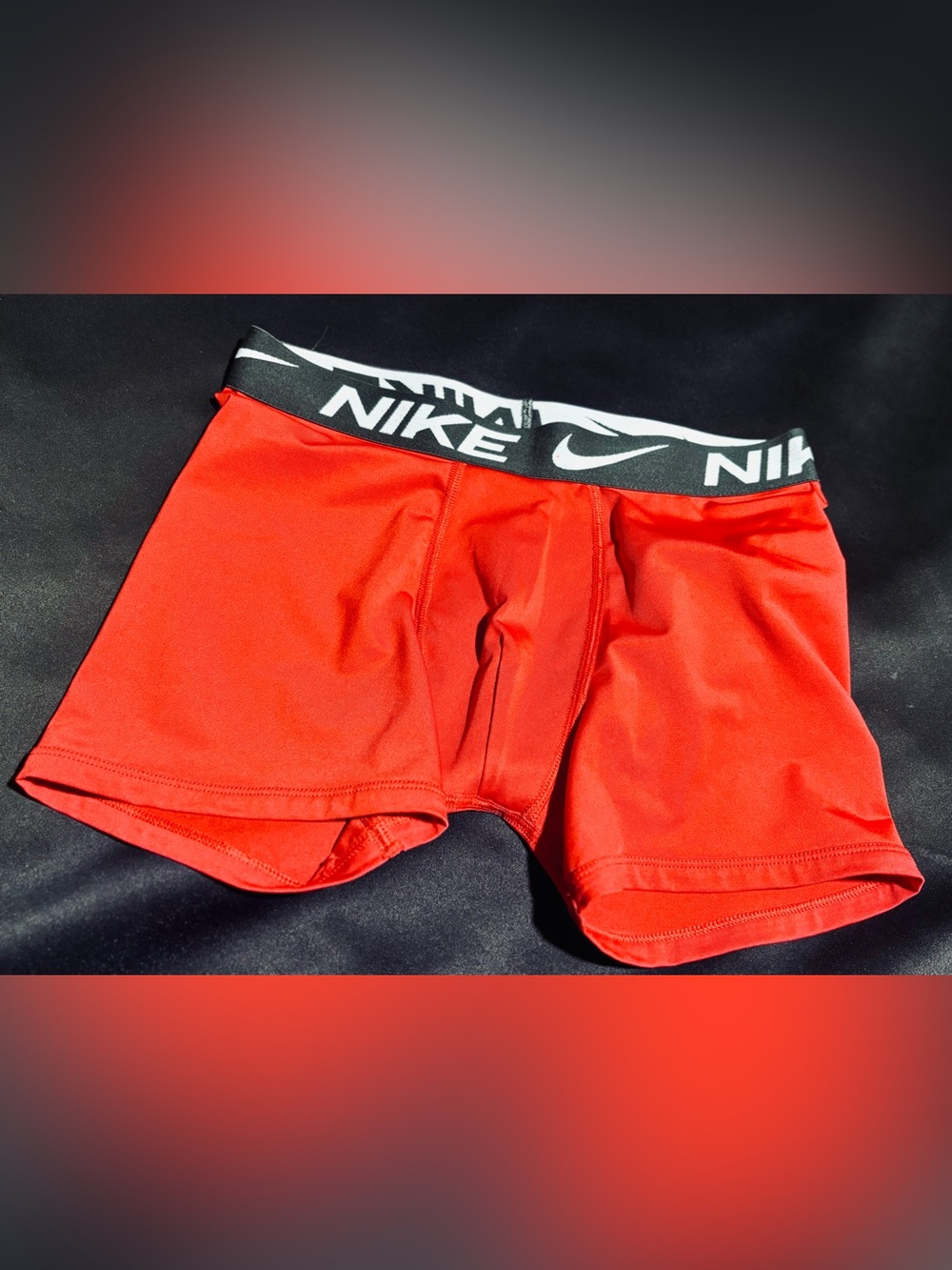Nike Kids Red Compression Shorts with Black Logo Waistband